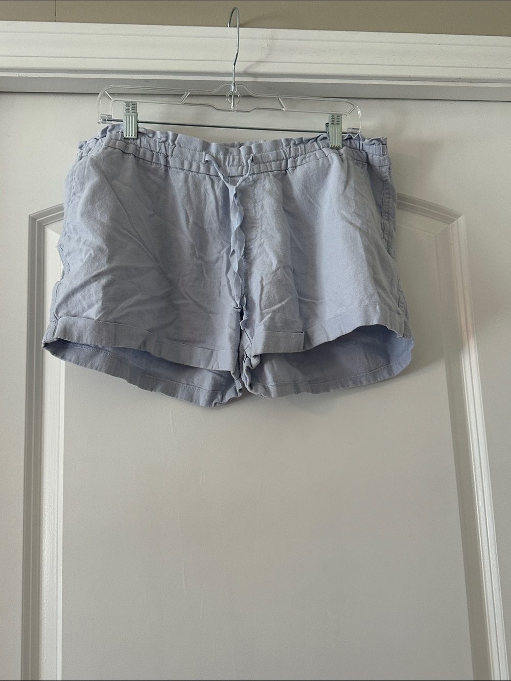Old Navy Light Blue Women's Drawstring Linen-Blend Athletic Shorts